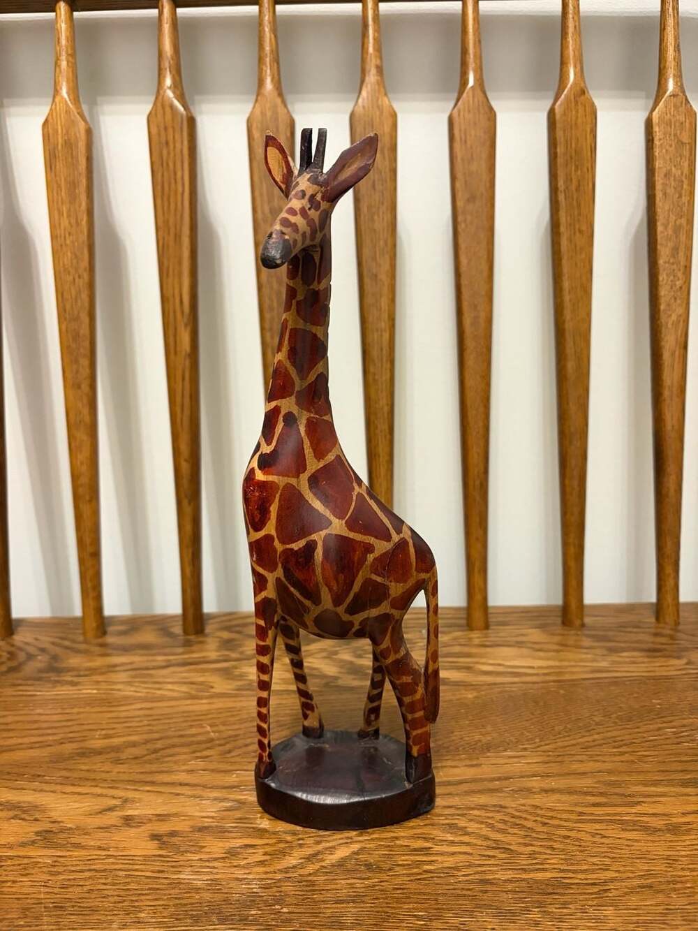 Hand Carved Wooden Giraffe Figurine Kenya Folk Art